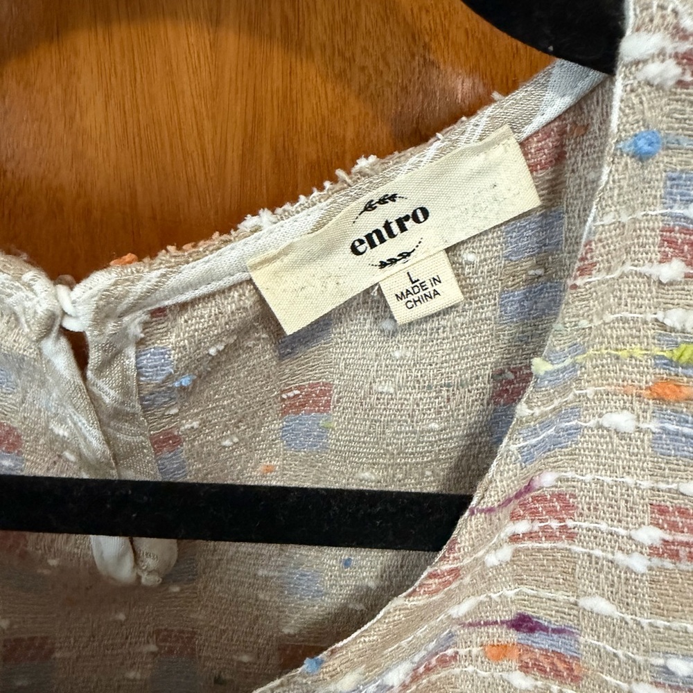 Smocked Square-Neck Striped Peasant Top - Ivory with Pastel Accents - Picture 4 of 7